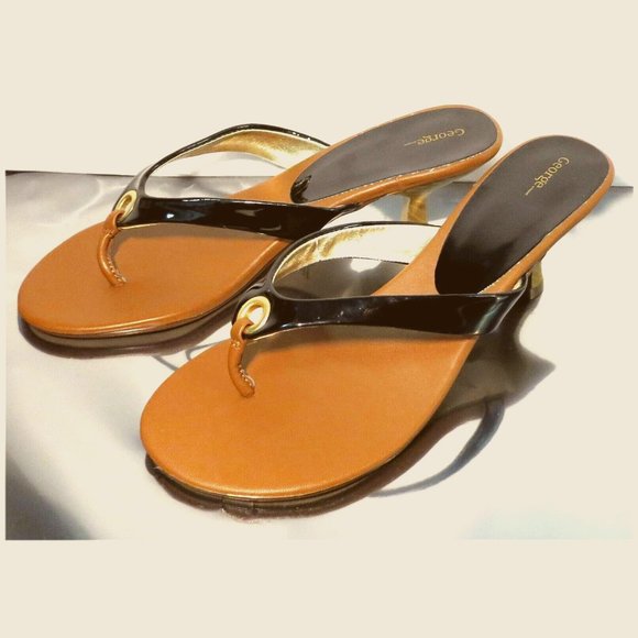 NEW GEORGE TM/MC Model: Nicole, Brown/Black Heels Sandals US Size 7.5 - Picture 5 of 13